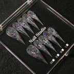 Press-On Nail Set Stiletto Gem-Accented Adhesive-Backed