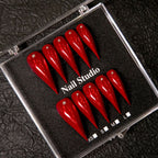 Press-On Nail Set Stiletto Gem Accents & Strong Adhesive