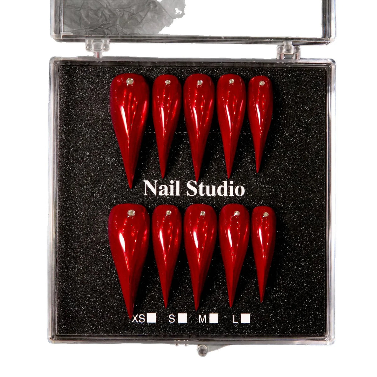 Press-On Nail Set Stiletto Gem Accents & Strong Adhesive