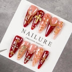 Press-On Nail Set Stiletto Gem-Embellished Reusable