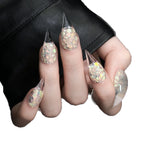 Press-On Nail Set Stiletto Glitter & Ombre Glue-Free