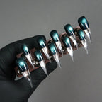 Press-On Nail Set Stiletto Glitter & Ombre Glue-Free