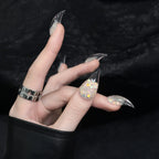 Press-On Nail Set Stiletto Glitter & Ombre Glue-Free