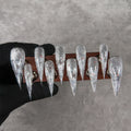 Press-On Nail Set Stiletto Glitter Reusable Comfort Fit