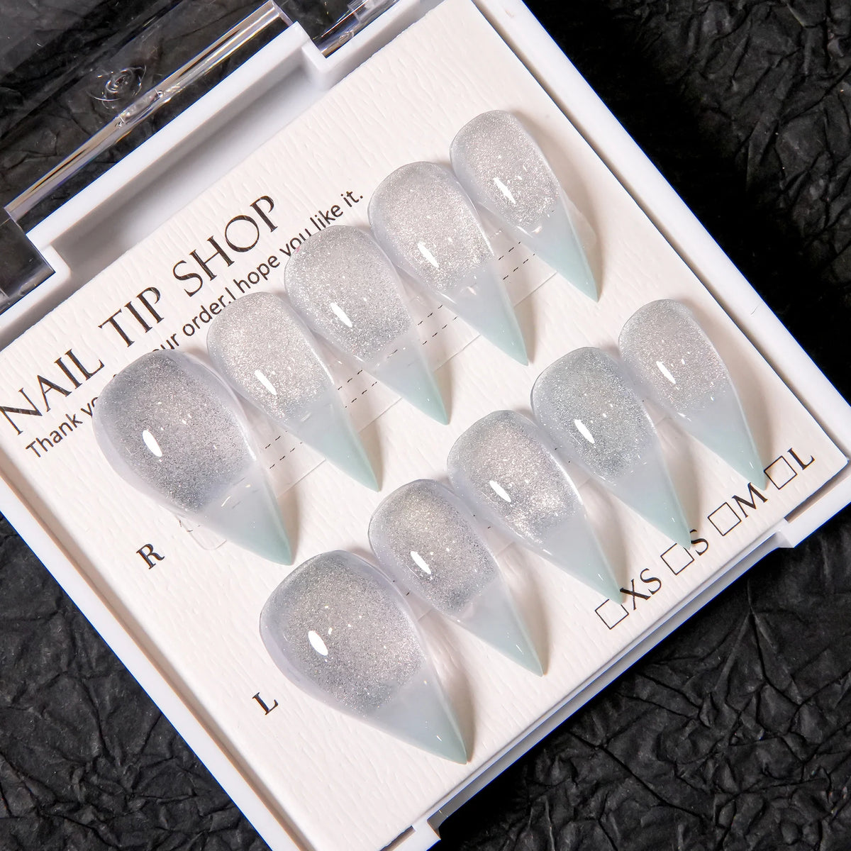 Press-On Nail Set Stiletto Glitter Reusable Multiple Sizes