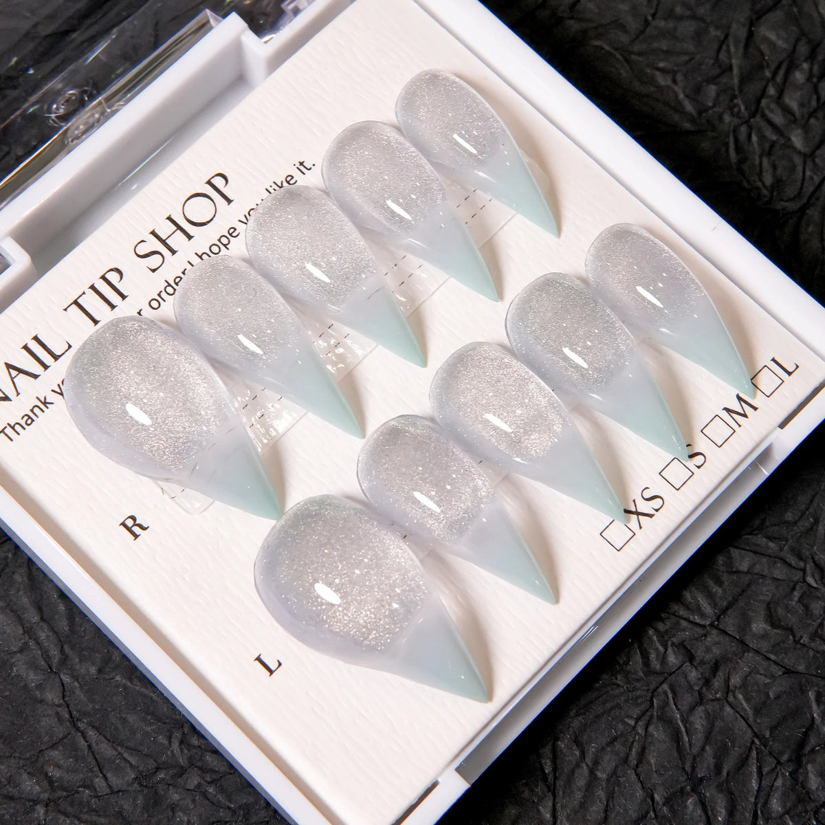 Press-On Nail Set Stiletto Glitter Reusable Multiple Sizes
