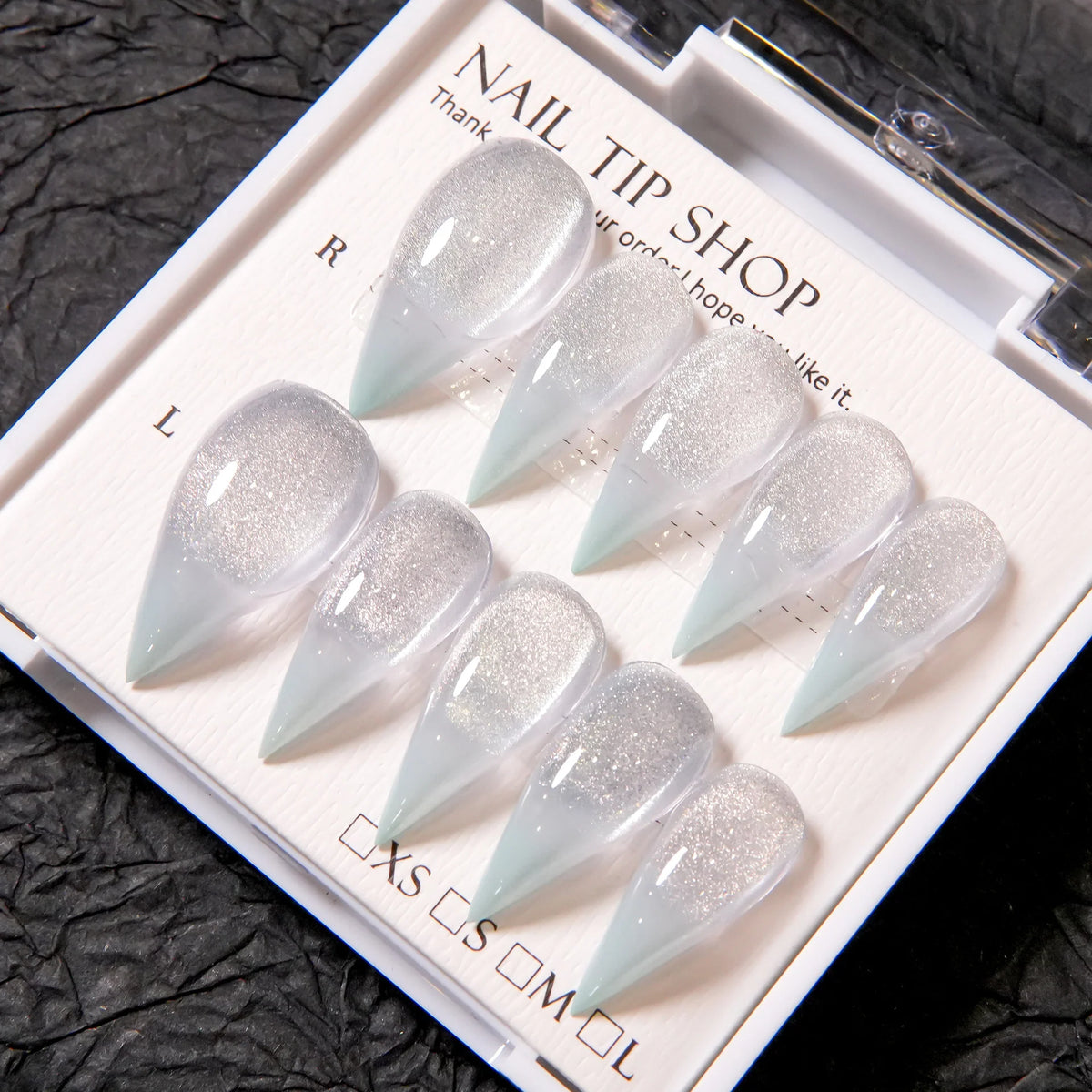 Press-On Nail Set Stiletto Glitter Reusable Multiple Sizes