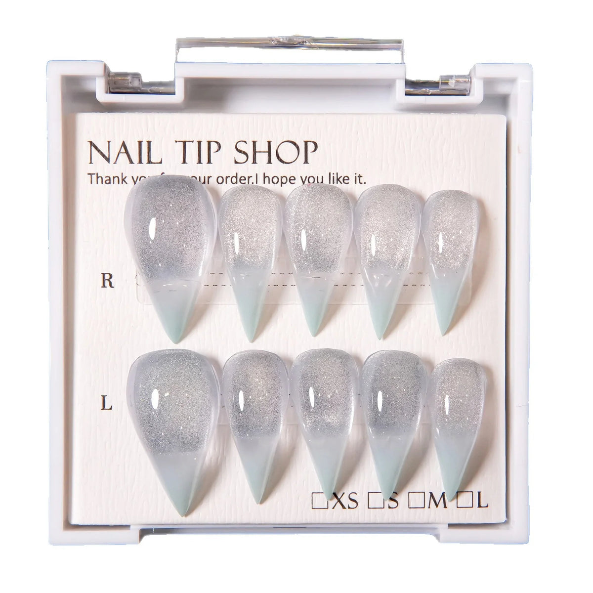 Press-On Nail Set Stiletto Glitter Reusable Multiple Sizes