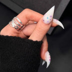 Press-On Nail Set Stiletto Glitter & Star Accents Long-Lasting