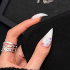 Press-On Nail Set Stiletto Glitter & Star Accents Long-Lasting