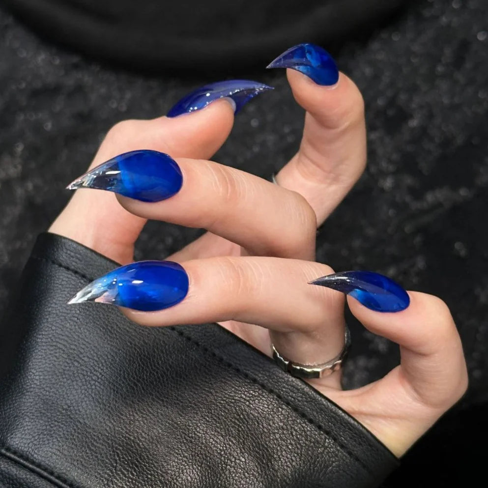 Press-On Nail Set Stiletto Glossy Adhesive Included & Reusable