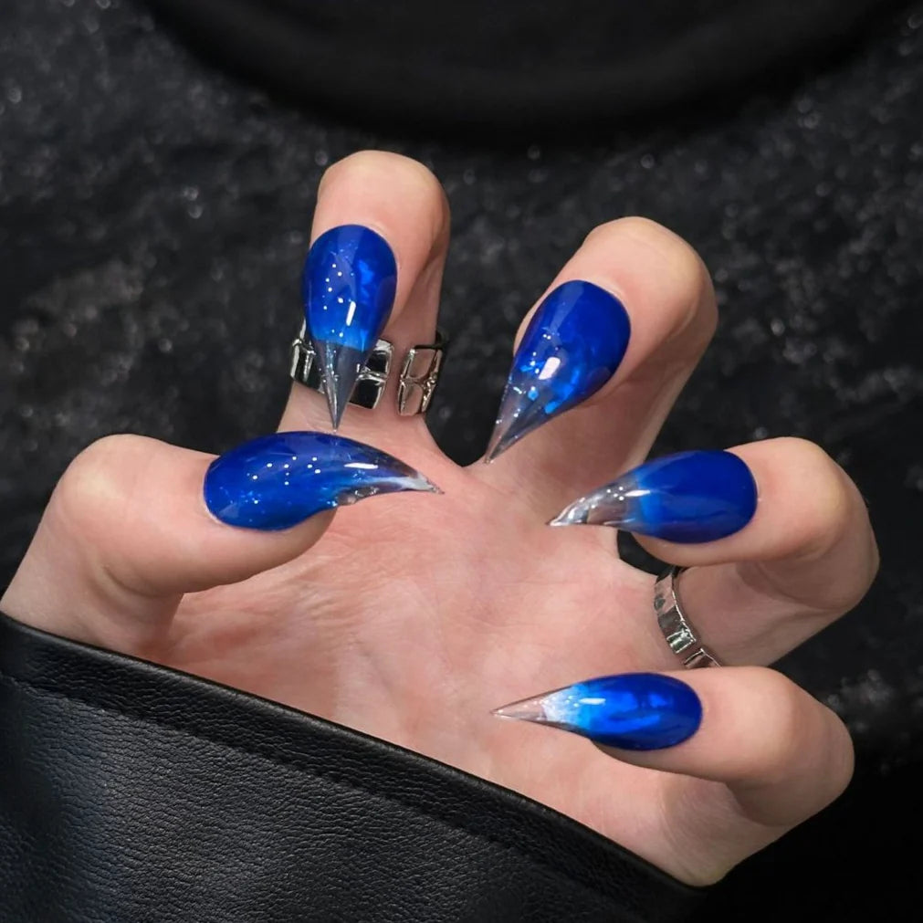 Press-On Nail Set Stiletto Glossy Adhesive Included & Reusable