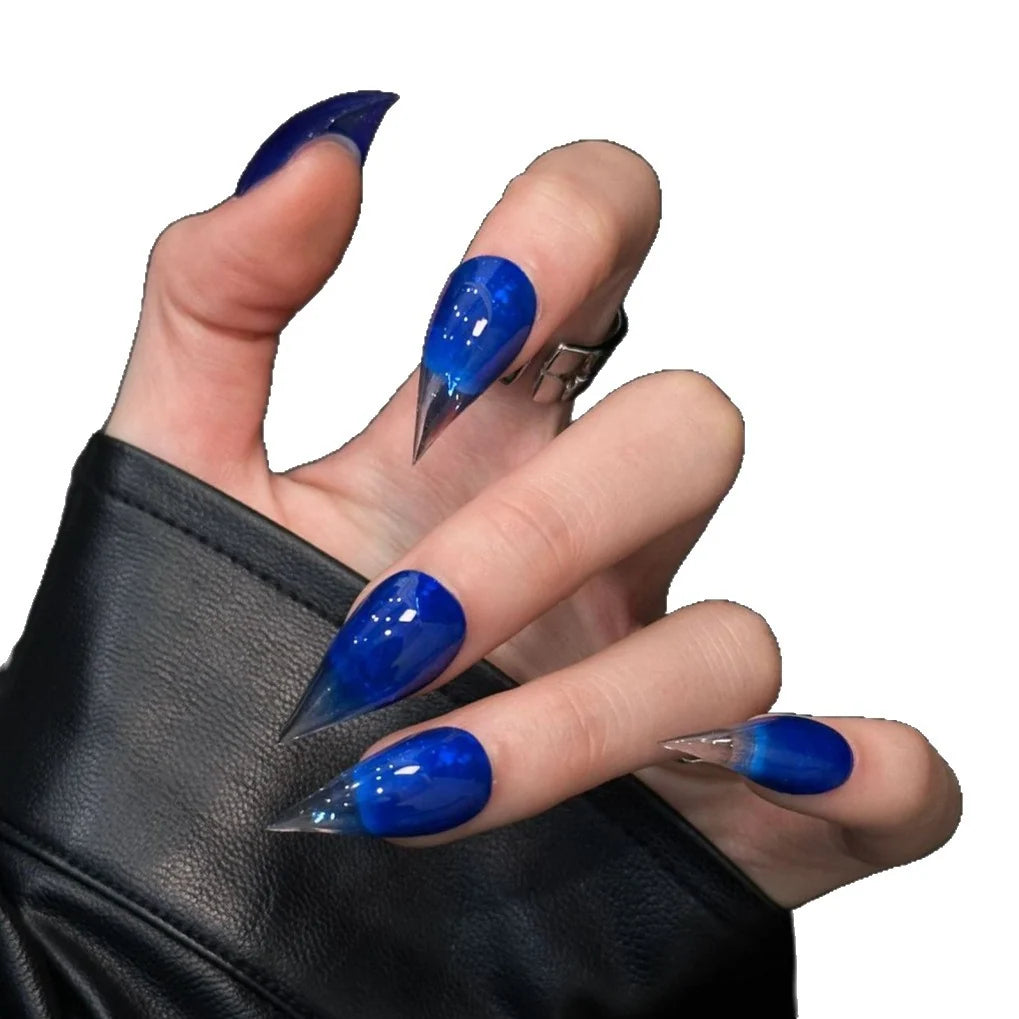 Press-On Nail Set Stiletto Glossy Adhesive Included & Reusable