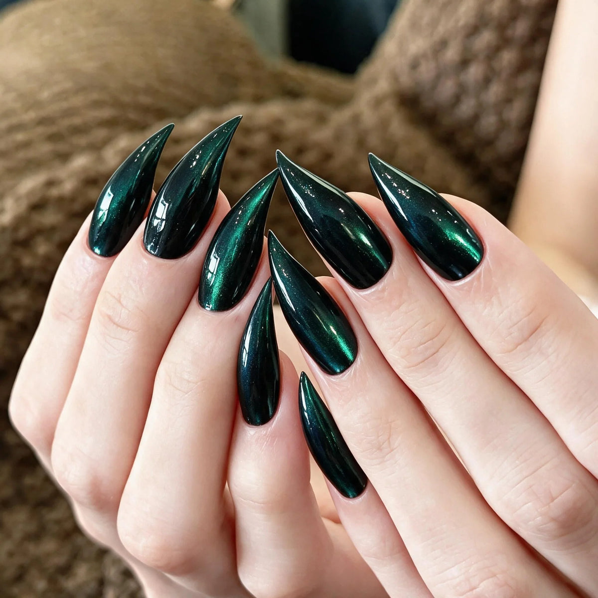 Press-On Nail Set Stiletto Glossy Peel & Stick