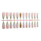 Press-On Nail Set Stiletto Gold Accents Easy Application