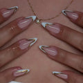 Press-On Nail Set Stiletto Gold Accents Long-Lasting