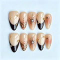 Press-On Nail Set Stiletto Gold Accents Peel & Stick
