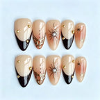 Press-On Nail Set Stiletto Gold Accents Peel & Stick