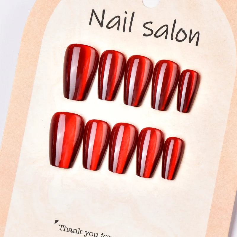 Press-On Nail Set Stiletto High Gloss Adhesive Kit