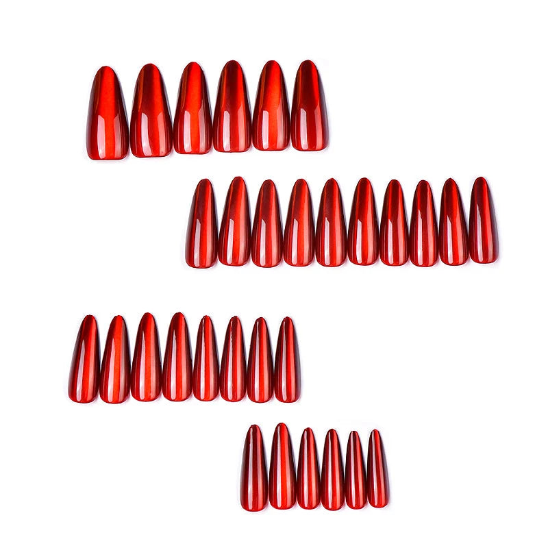 Press-On Nail Set Stiletto High Gloss Adhesive Kit