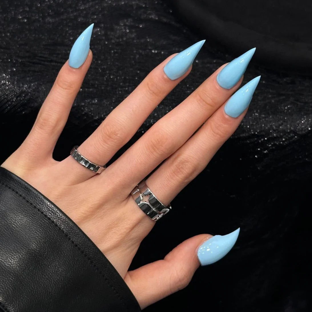 Press-On Nail Set Stiletto High-Gloss Reusable