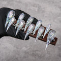 Press-On Nail Set Stiletto Iridescent Peel-Off Reusable