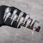 Press-On Nail Set Stiletto Iridescent Peel-Off Reusable