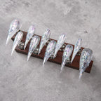 Press-On Nail Set Stiletto Iridescent Peel-Off Reusable