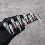 Press-On Nail Set Stiletto Iridescent Peel-Off Reusable