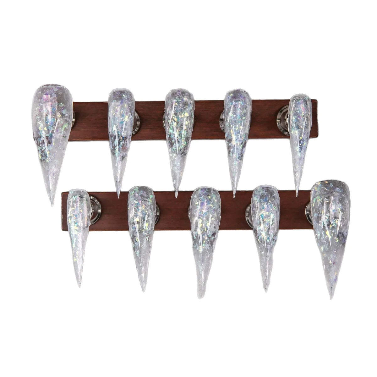 Press-On Nail Set Stiletto Iridescent Peel-Off Reusable