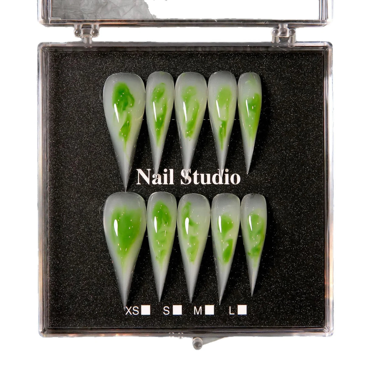 Press-On Nail Set Stiletto Marble Design