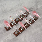 Press-On Nail Set Stiletto Metallic Accents Custom Fit