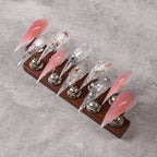 Press-On Nail Set Stiletto Metallic Accents Custom Fit