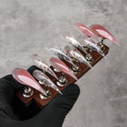 Press-On Nail Set Stiletto Metallic Accents Custom Fit