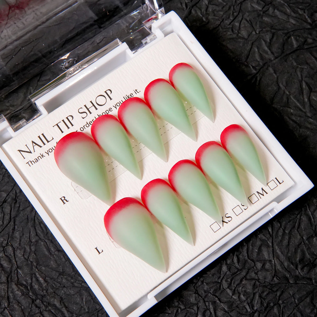 Press-On Nail Set Stiletto Ombre Tip Reusable