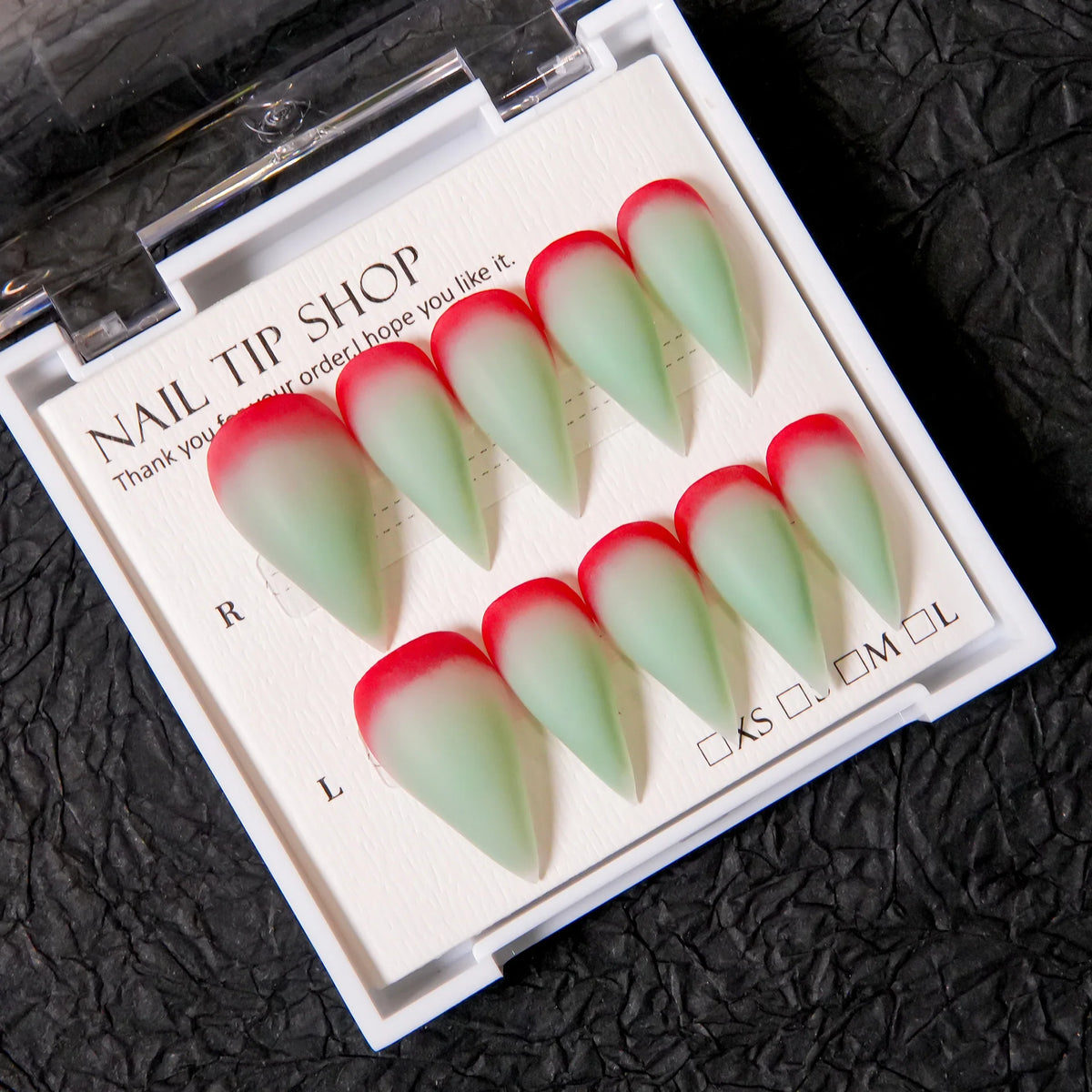 Press-On Nail Set Stiletto Ombre Tip Reusable