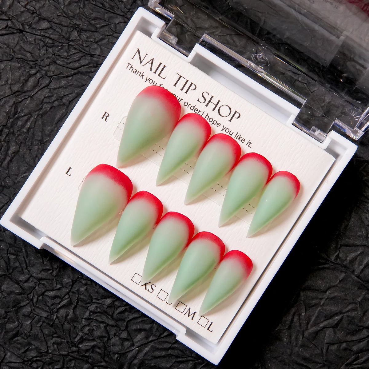 Press-On Nail Set Stiletto Ombre Tip Reusable