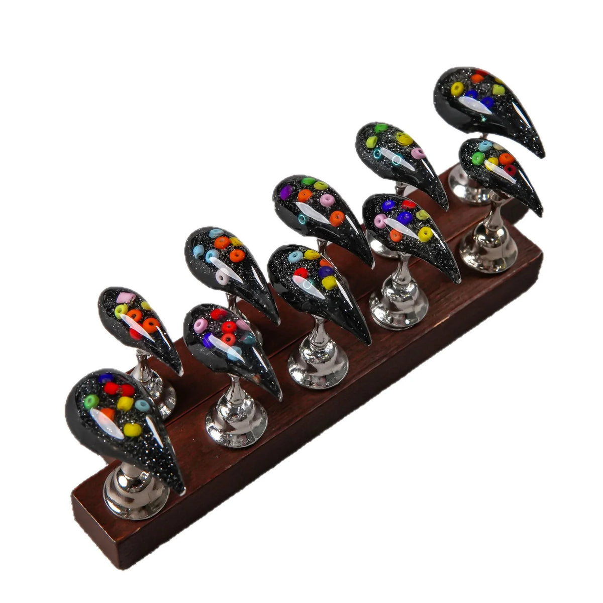 Press-On Nail Set Stiletto Sequin Accents Set of 10