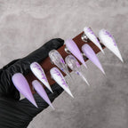 Press-On Nail Set Stiletto Shape & Floral Design Easy Adhesive