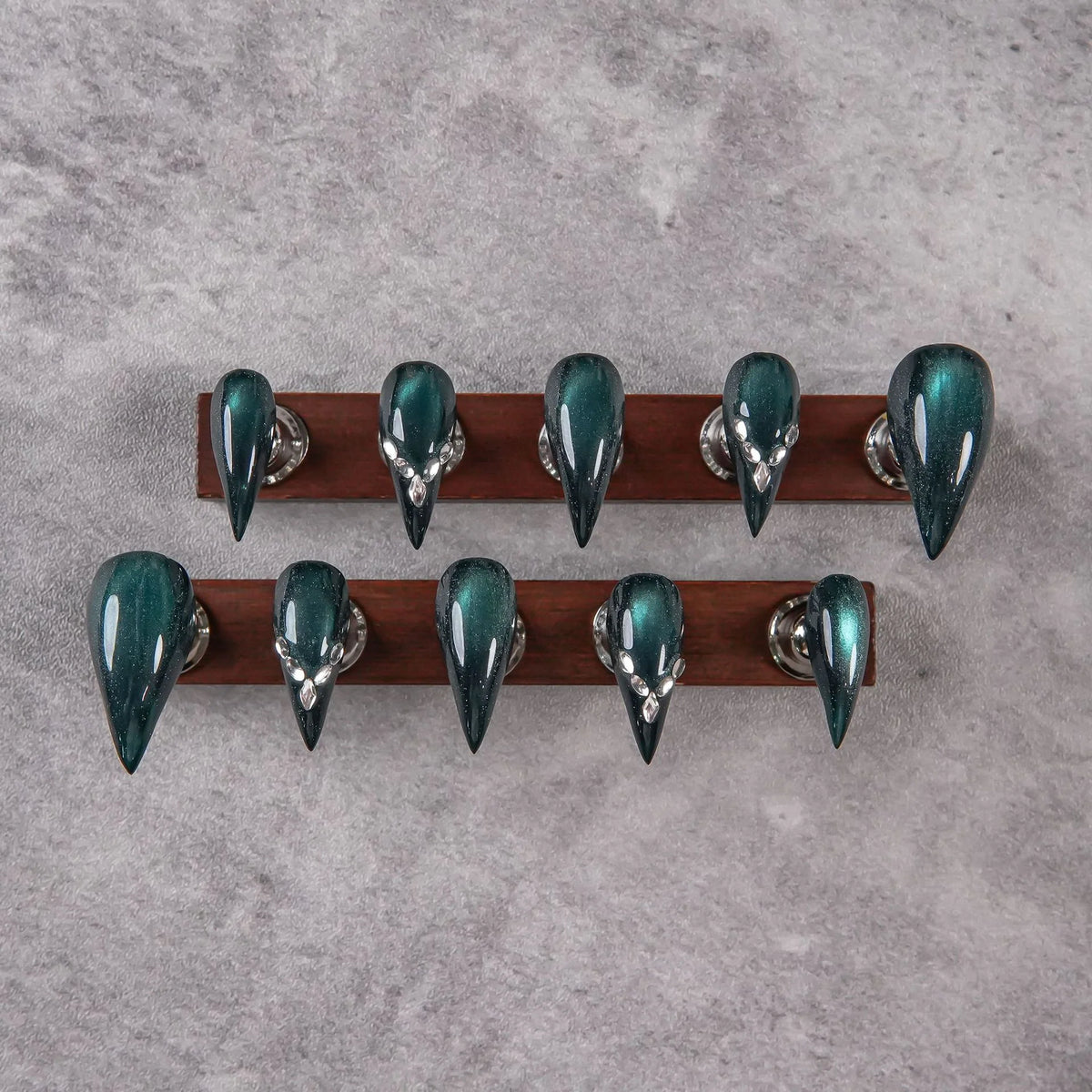 Press-On Nail Set Stiletto Shape & Gem Accents Comfortable Fit