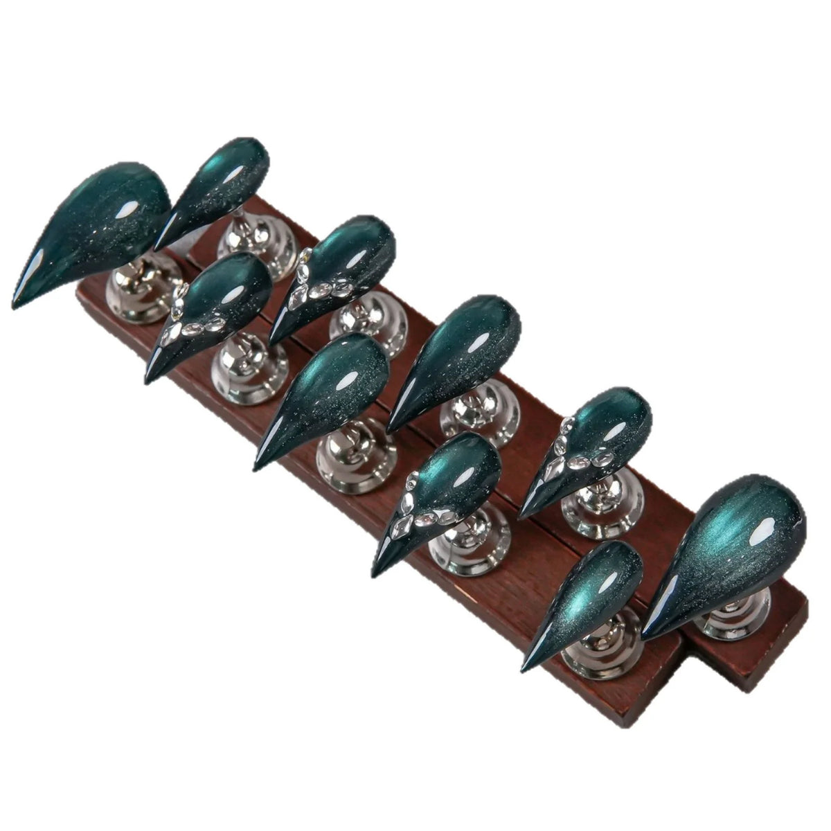 Press-On Nail Set Stiletto Shape & Gem Accents Comfortable Fit