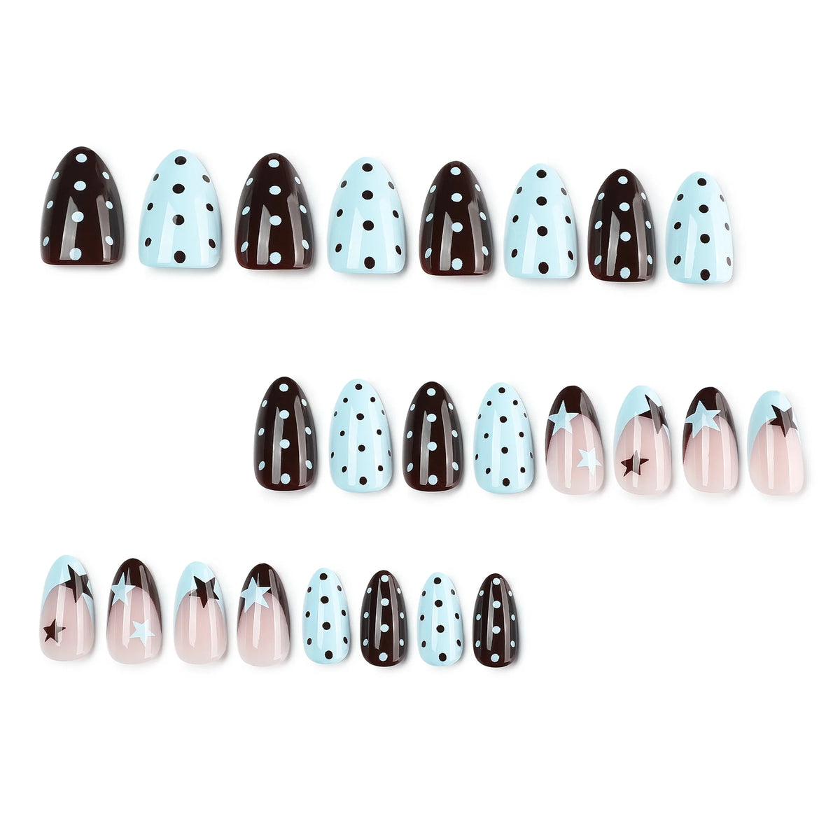 Press-On Nail Set Stiletto Star Design Long-Lasting
