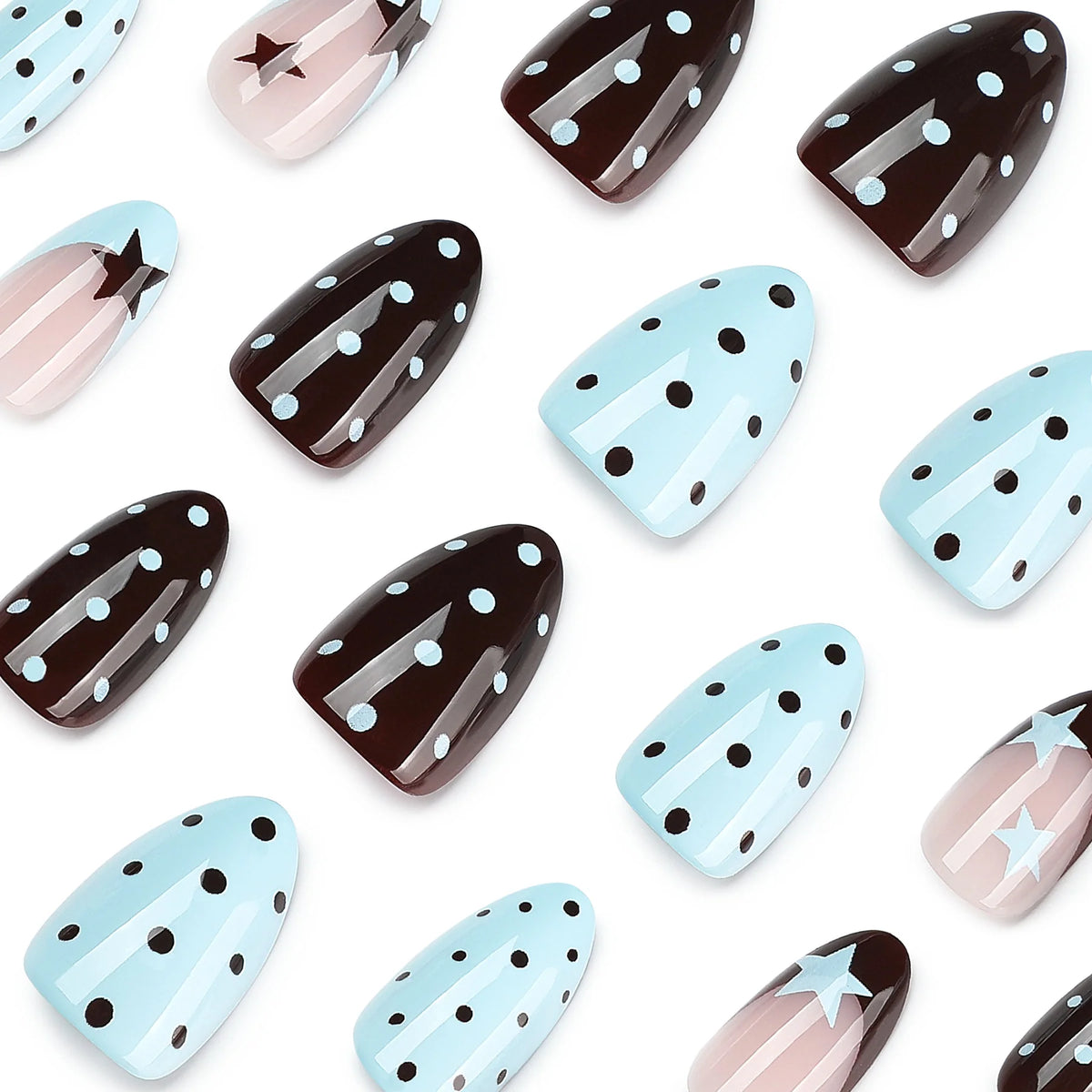 Press-On Nail Set Stiletto Star Design Long-Lasting