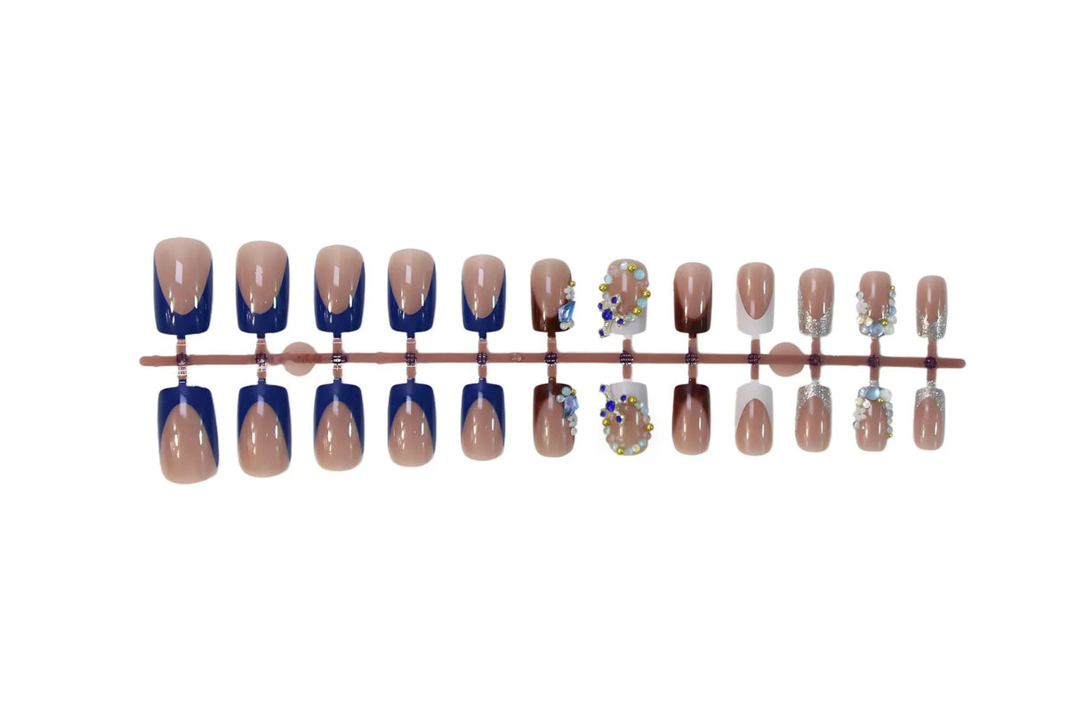 Press-On Nail Set Stone Embellishments & Application Tool