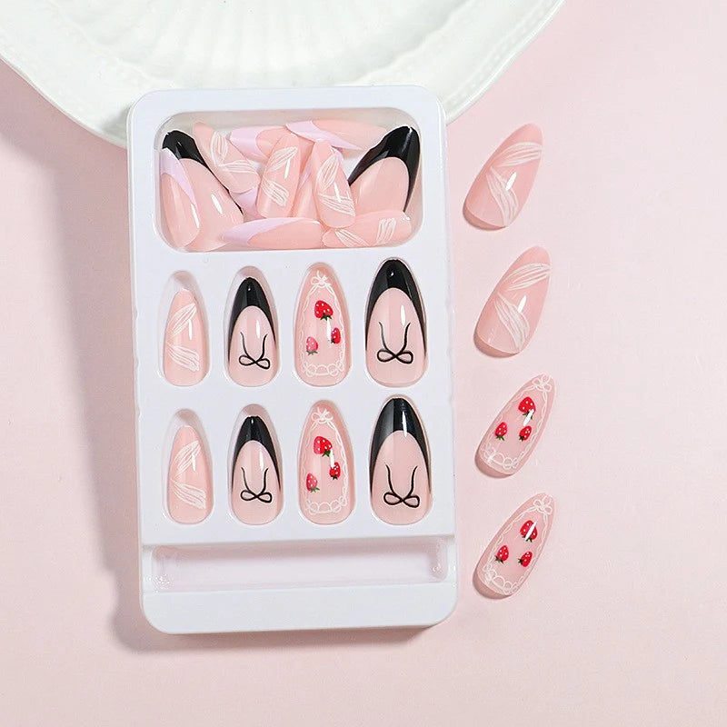 Press-On Nail Set Strawberry Designs 24-Count