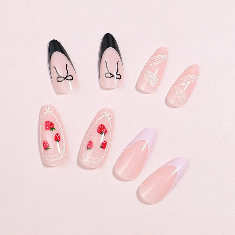 Press-On Nail Set Strawberry Designs 24-Count