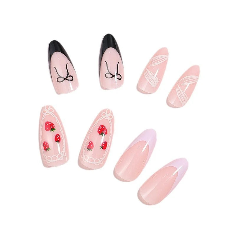 Press-On Nail Set Strawberry Designs 24-Count