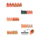 Press-On Nail Set Strawberry & Ladybug Gold Accents Reusable