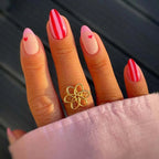 Press-On Nail Set Striped Design & Heart Accents