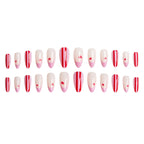 Press-On Nail Set Striped Design & Heart Accents